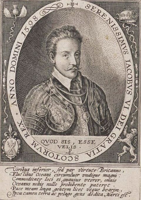 Page of a book. In this black and white book illustration we see a portrait of a man’s head and chest contained within an oval frame. He wears a smart, embroidered jacket, and a series of necklaces around his neck. Below the oval frame is a passage of text.